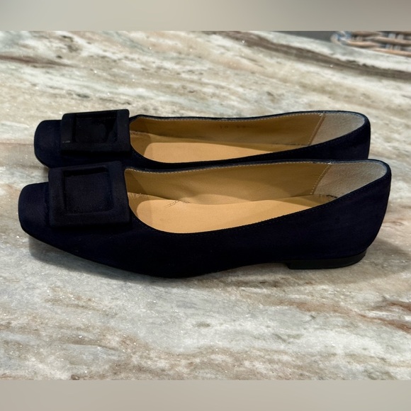Women’s ANN MASHBURN navy blue suede buckle flats- Size 35 - Picture 4 of 8